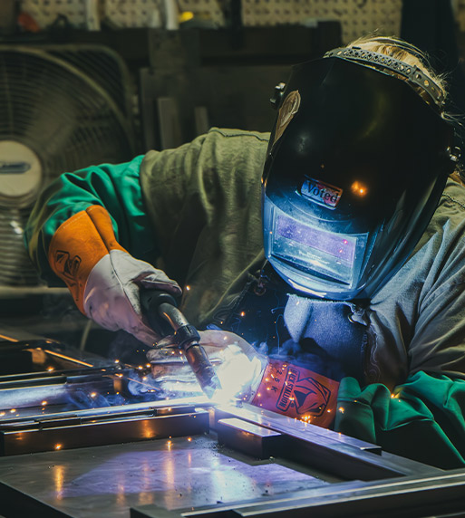 Female welder working